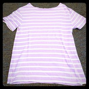 Lavender and white striped short sleeve top
